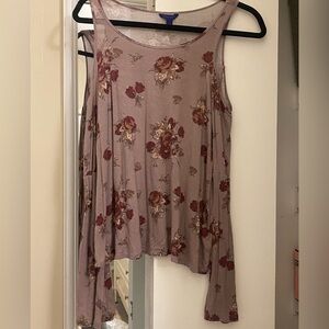 Aeropostale Floral Long Sleeve with Shoulder Cut Outs